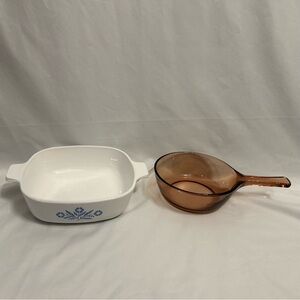 Vintage CorningWare Lot-Blue Corn Flower & CorningWare Vision